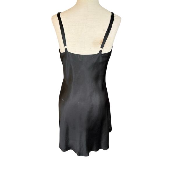 Vintage 90's Y2K Gold Label Victorias Secret SILK Black Embroidered Slip Dress S - Picture 5 of 11